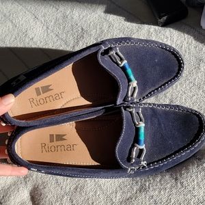 Womens Riomar Deck Driver blue suede boat loafers Size 7.5 39